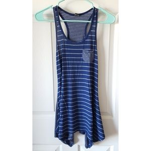 Poof! Blue/Grey Striped Flowy Tank Top
